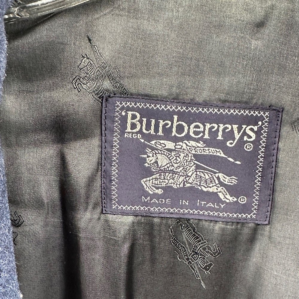 Vintage Burberry’s Dark Blue Wool Overcoat Men’s sz Large - Picture 2 of 14
